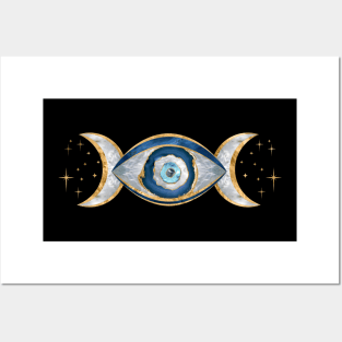 Eye - Triple Moon - Gemstone and gold Posters and Art